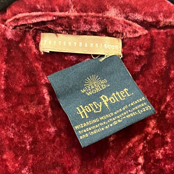 Pottery Barn Harry Potter Velvet Robe Gryffindor Embroidery Logo Cozy Loungewear - Picture 11 of 11